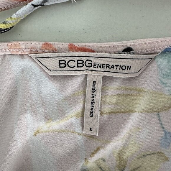 Bcbgeneration Jumpsuit Floral Pink Size S tie ankle Criss Cross Strappy Back - Picture 10 of 12